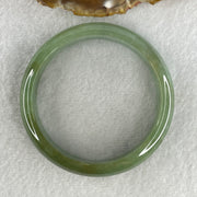 Type A Natural Jelly Green with Brownish Piao Hua Jadeite Bangle 49.14g Inner Diameter 57.2mm 13.1 by 7.3mm (Close to Perfect) - Huangs Jadeite and Jewelry Pte Ltd