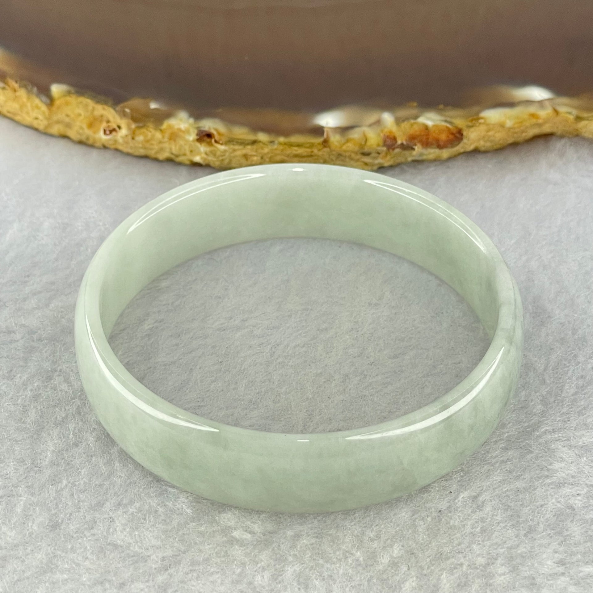 Type A Faint Lavender Green Jadeite Bangle Internal Diameter 52.5mm 23.67g 12.9 by 4.0mm (Close to Perfect) - Huangs Jadeite and Jewelry Pte Ltd