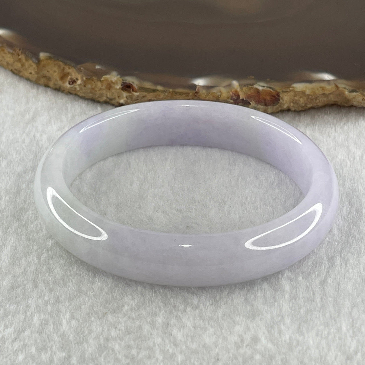 Type A Natural Light Lavender Light Green Jadeite Oval Bangle 39.68g Inner Diameter 54.4mm 12.1 by 7.5mm (Slight Internal Lines) - Huangs Jadeite and Jewelry Pte Ltd