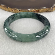 Certified Natural Type A Semi Icy Green with Dark Blueish Green Piao Hua Bangle 58.92g Internal Diameter 59.5mm 11.2 by 9.6mm (Internal Lines) - Huangs Jadeite and Jewelry Pte Ltd