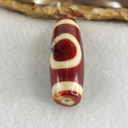 Natural Powerful Tibetan Old Oily Red White Agate One Eye Gold Metal Element Dzi Bead Heavenly Master (Tian Zhu) 一眼金天珠 10.59g 38.0 by 13.3mm - Huangs Jadeite and Jewelry Pte Ltd