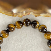 Natural Yellow Tiger's Eye Quartz Beads Bracelet 18.44g 16cm 8.4mm 23 Beads - Huangs Jadeite and Jewelry Pte Ltd