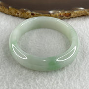 Type A Natural Light Green Faint Lavender with Emerald Green Patches Jadeite Oval Bangle 40.95g Inner Diameter 53.7mm 12.2 by 7.0mm (Internal Line) - Huangs Jadeite and Jewelry Pte Ltd