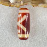 Natural Powerful Tibetan Old Oily Red White Agate Patina Guiren Tairen Human Benefactor Dzi Bead Heavenly Master (Tian Zhu) 贵人天珠 6.21g 28.3 by 12.1mm - Huangs Jadeite and Jewelry Pte Ltd