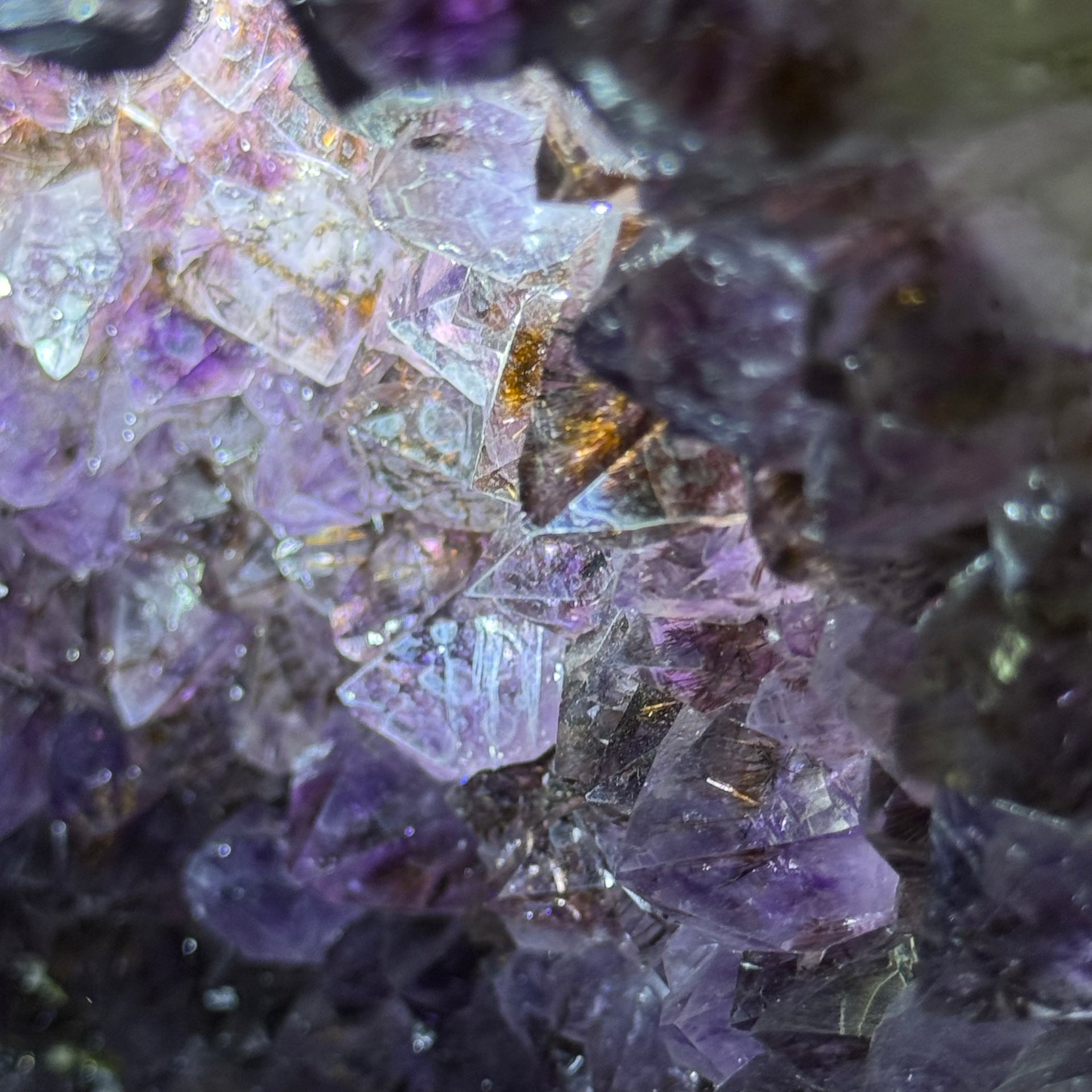 Rare Natural Amethyst Cacoxenite Cave Display with Wooden Stand 天然乌拉圭紫水晶洞摆件带木架 280.0 by 210.0 by 670.0mm - Huangs Jadeite and Jewelry Pte Ltd