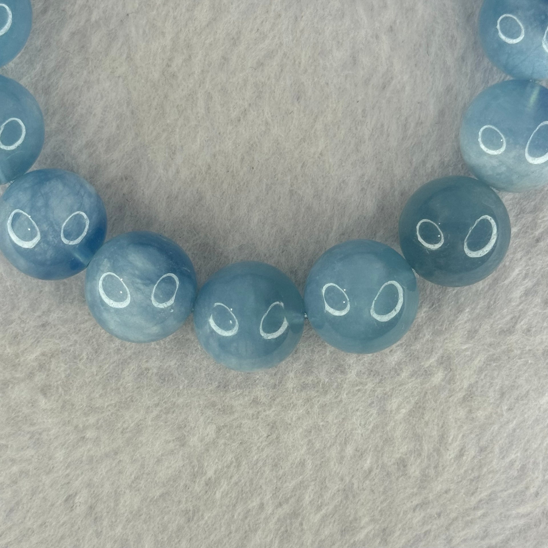 Natural Aquamarine Beads Bracelet 65.17g 19cm 14.8mm  15 Beads - Huangs Jadeite and Jewelry Pte Ltd