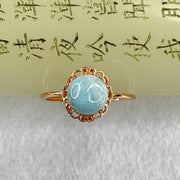 Natural Larimar in S925 Silver Rose Gold Color Ring (Adjustable Size) 1.97g 9.1 by 4.5mm - Huangs Jadeite and Jewelry Pte Ltd