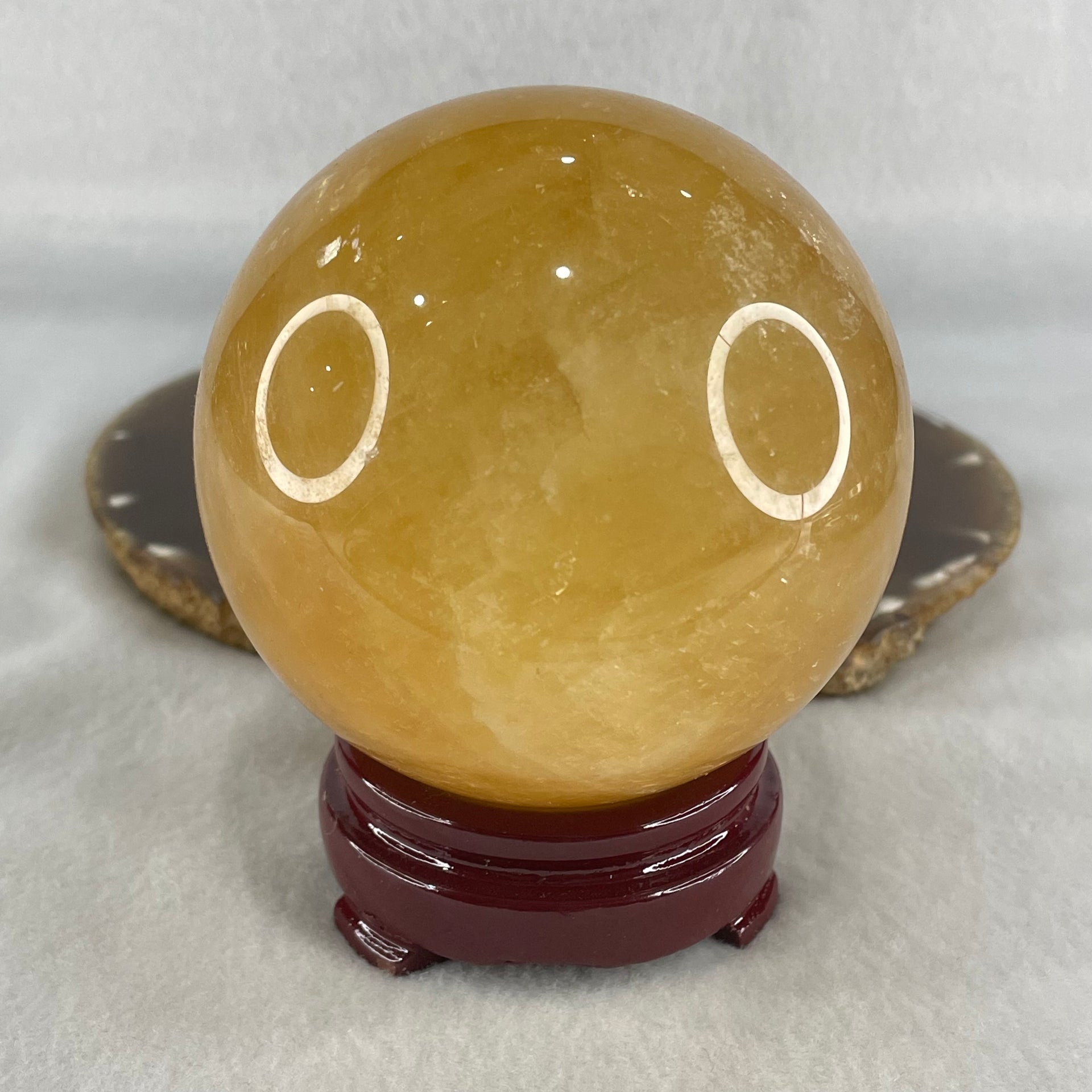 Natural Citrine Display Sphere Ball with Wooden Stand Display 730.53g 79.4 by 91.6mm - Huangs Jadeite and Jewelry Pte Ltd