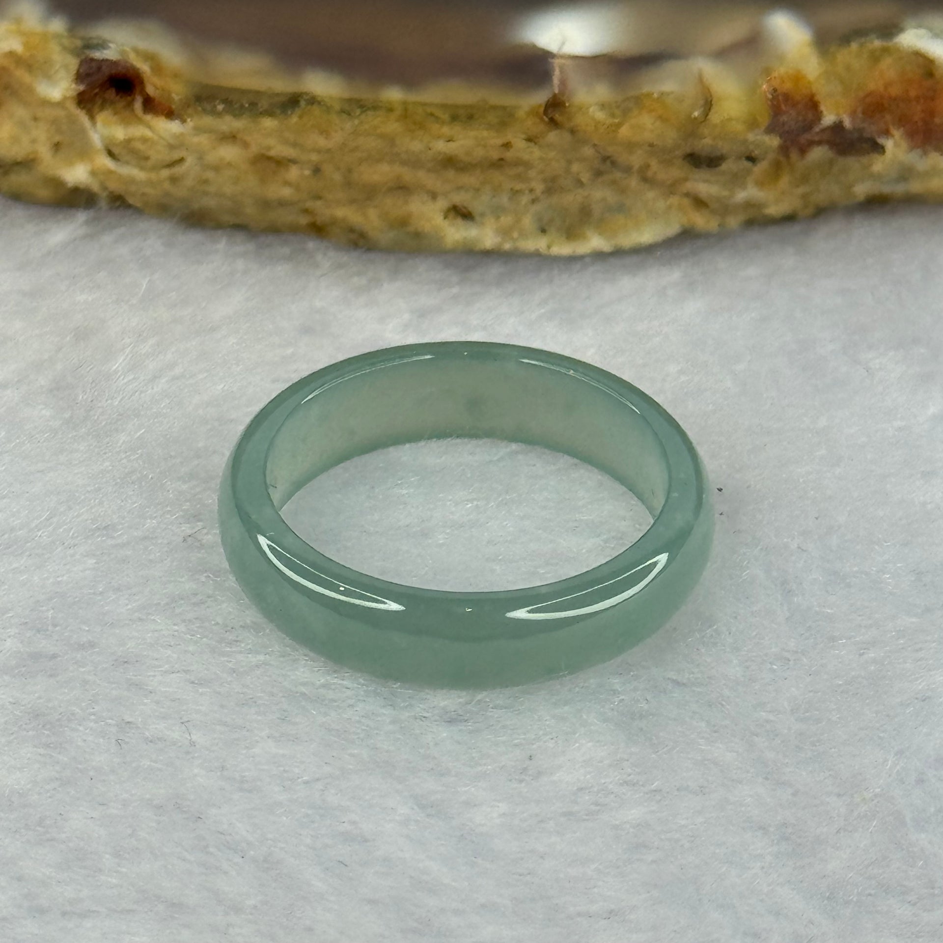 Type A ICY Blueish Green Jadeite Ring 1.24g 4.2 by 2.1mm US4.5 HK9.5mm - Huangs Jadeite and Jewelry Pte Ltd