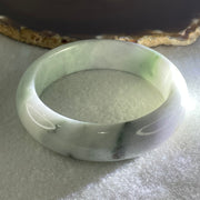 Type A Light Lavender and Light Green with Blueish Green Piao Hua Floral Jadeite Bangle 81.44g Inner Diameter 58.5mm 16.6 by 9.4mm (External and Internal Lines) - Huangs Jadeite and Jewelry Pte Ltd