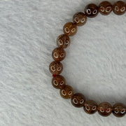 Natural Copper Rutilated Quartz Beads Bracelet 天然銅髮晶手镯 13.32g 15.5cm 7.5mm 26 Beads - Huangs Jadeite and Jewelry Pte Ltd