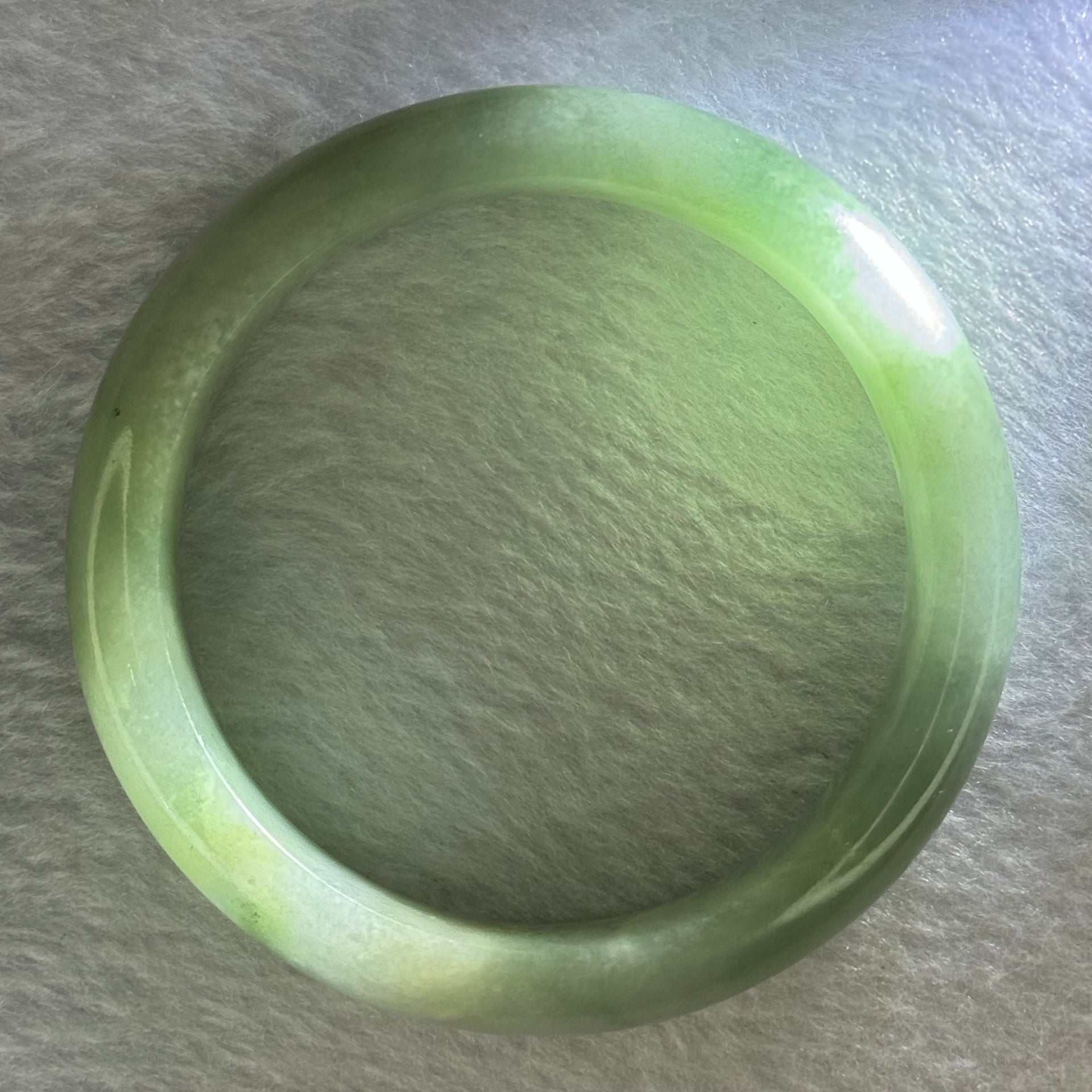 Type A Green with Lavender and Yellow Jadeite Bangle Internal Diameter 55.3mm 59.32g 13.7 by 8.2mm (Very Fine Internal Line) - Huangs Jadeite and Jewelry Pte Ltd