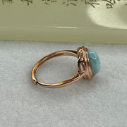 Natural Larimar in S925 Silver Rose Gold Color Ring (Adjustable Size) 2.56g 9.7 by 7.9 by 4.2mm - Huangs Jadeite and Jewelry Pte Ltd