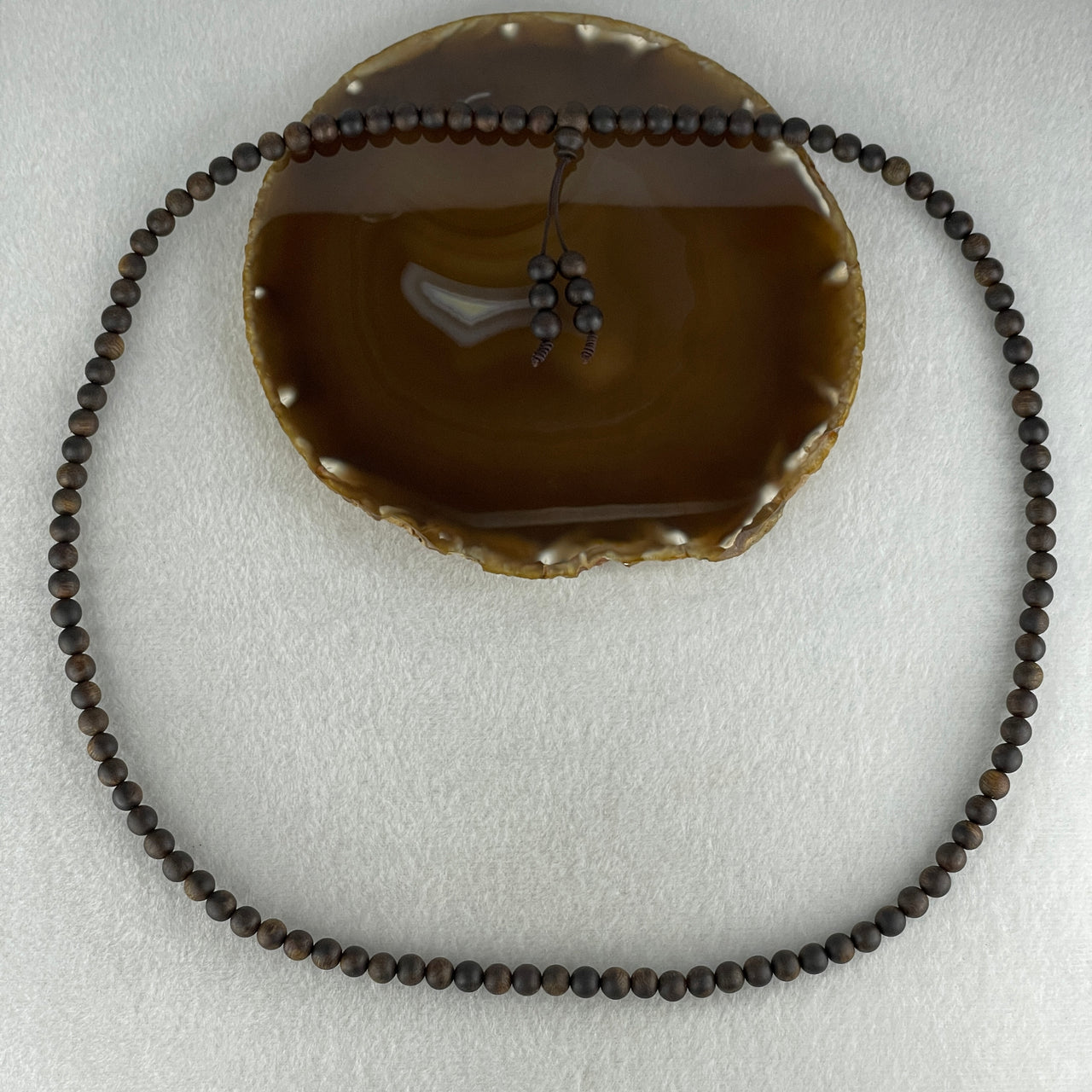 Certified Good Grade Natural Vietnam Agarwood Beads Necklace 27.02g 72cm 7.8mm 108 Beads