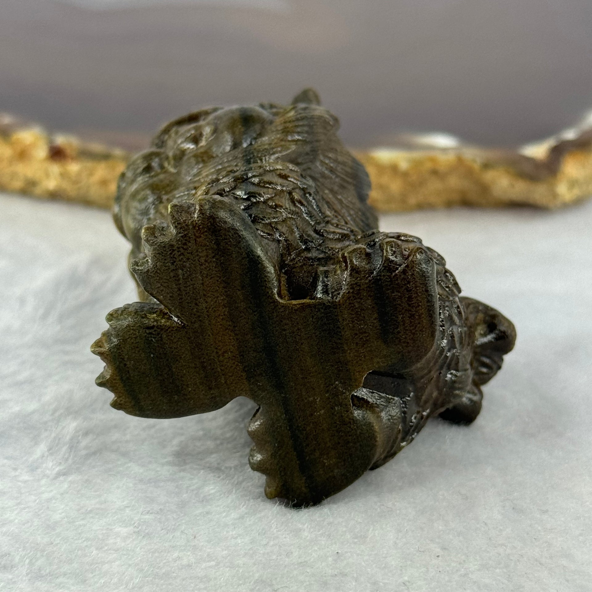 Natural Wooden Kirin Display 天然绿檀麒麟摆件 36.59g 48.7 by 33.3 by 54.1mm - Huangs Jadeite and Jewelry Pte Ltd