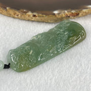 Grandmaster Type A Icy Blueish Green Jadeite Fu Gou on Dragon Pendant 30.95g 68 by 25 by 9.3mm - Huangs Jadeite and Jewelry Pte Ltd