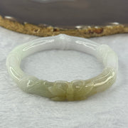 Type A Light Lavender and Yellow Jadeite Bamboo, Flower and Butterfly Bangle 55.16g 13.1 by 10.5mm Internal Diameter 59.9mm - Huangs Jadeite and Jewelry Pte Ltd