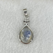 Good Grade Rare Natural Blue Dumortierite Rutilated Quartz in S925 Pendant 2.58g 12.2 by 9.7 by 5.5mm - Huangs Jadeite and Jewelry Pte Ltd