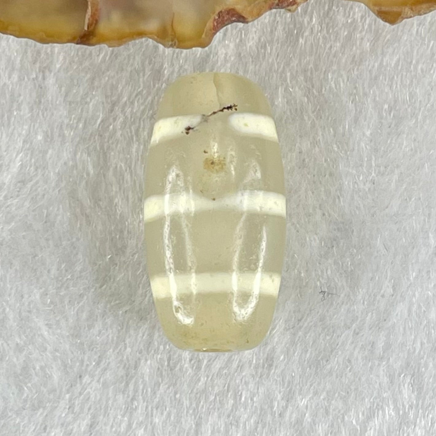 Natural Powerful Tibetan Old Oily Agate 3-Lines Dzi Bead Heavenly Master (Tian Zhu) 三行天诛 3.09g 19.8 by 10.2mm - Huangs Jadeite and Jewelry Pte Ltd