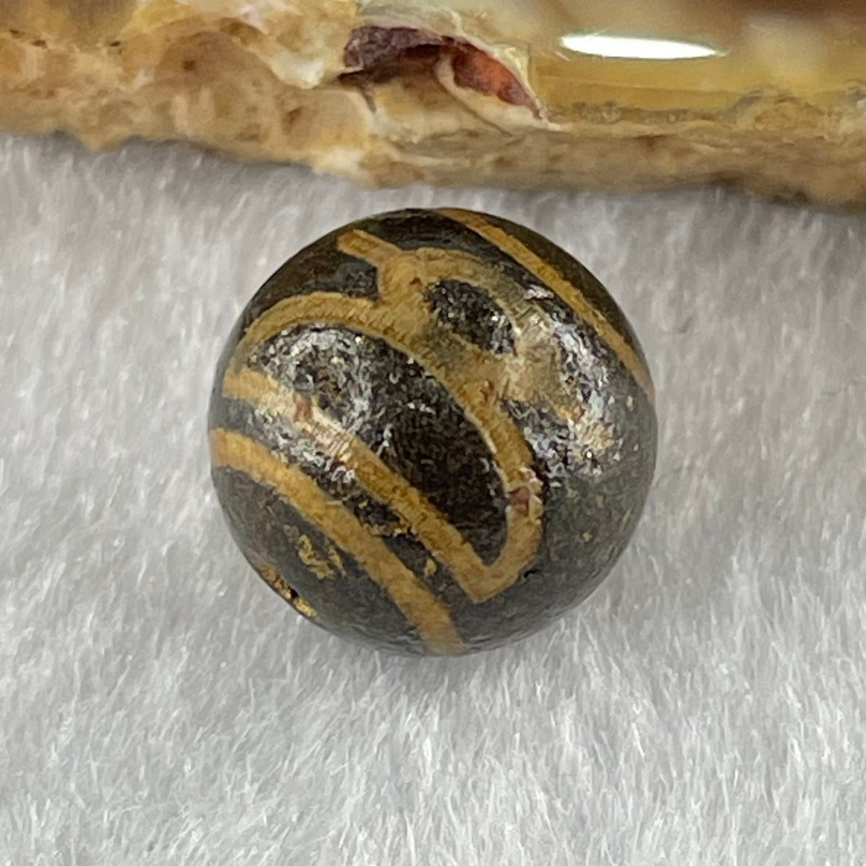 Natural Powerful Tibetan Old Oily Agate 5 Cai Shen Dzi Bead Heavenly Master (Tian Zhu) 1.47g 10.0 by 10.2mm - Huangs Jadeite and Jewelry Pte Ltd