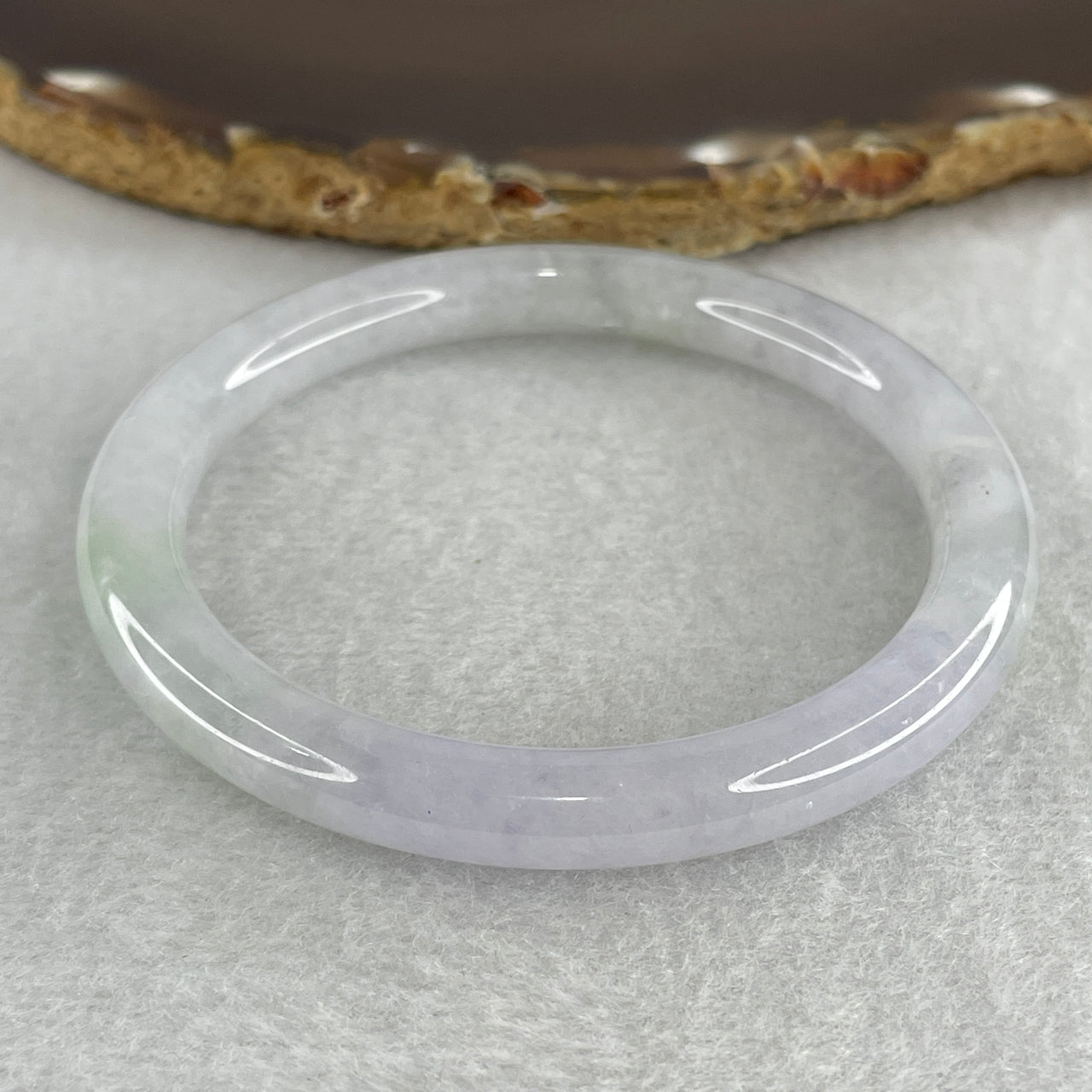 Certified Type A Jadeite Bangle 56.1mm - Light Lavender & Green Natural Jadeite Jewelry - 31.34g Semi-Icy Genuine Jade Bracelet for Women 7.4x7.8mm Wide (Slight Internal Lines)