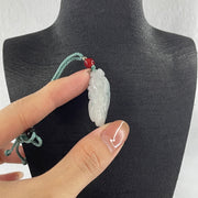 Natural Type A Faint Lavender with Blue Spot Jadeite Cabbage Pendant | Hundred Wealth & Abundance Talisman (8.94g | 33.5 x 12.9 x 12.0mm) - Huangs Jadeite and Jewelry Pte Ltd