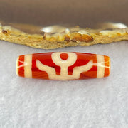 Natural Powerful Tibetan Old Oily Orange Red White Agate Patina Guiren Tairen Human Dzi Bead Totem Amulet Heavenly Master (Tian Zhu) 贵人天诛 8.39g 38.7 by 11.9mm - Huangs Jadeite and Jewelry Pte Ltd
