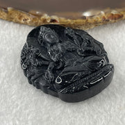 Type A Opaque Black Omphacite Jadeite Good Vs Evil Thousand Hand Guan Yin Pendant Rat Zodiac Guardian 48.06g 50.8 by 44.0 by 12.5mm - Huangs Jadeite and Jewelry Pte Ltd