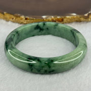 Type A Dark Green Piao Hua Jadeite Bangle 66.76g Internal Diameter 58.4mm 13.9 by 8.7mm (Very Slight External Rough) - Huangs Jadeite and Jewelry Pte Ltd