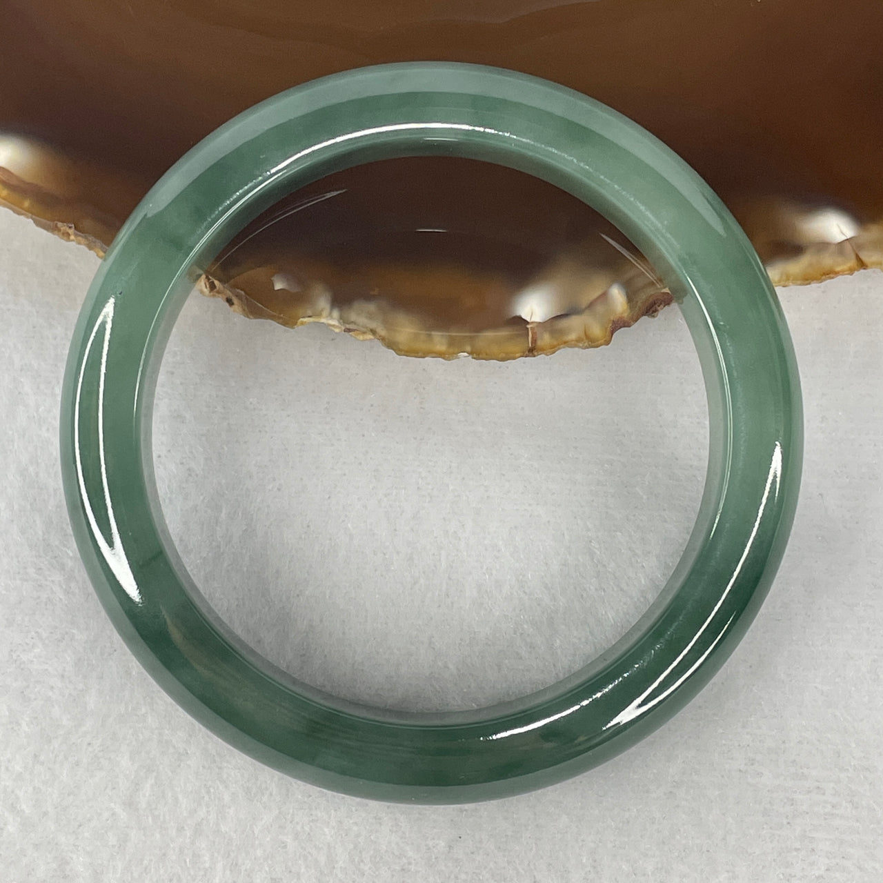 Certified Good Grade Type A Natural Jelly Green Jadeite Bangle | Untreated Fei Cui Round Inner Wrist Bracelet (61.52g | Inner Diameter 57.2mm | 12.4 x 8.8mm)