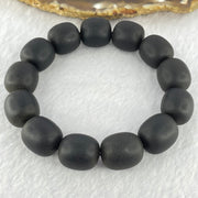 Natural Dark Matt Black Amber Beads Bracelet 天然大黑天翁琥珀手链 29.58g 19cm 15.4mm 19 Beads - Huangs Jadeite and Jewelry Pte Ltd