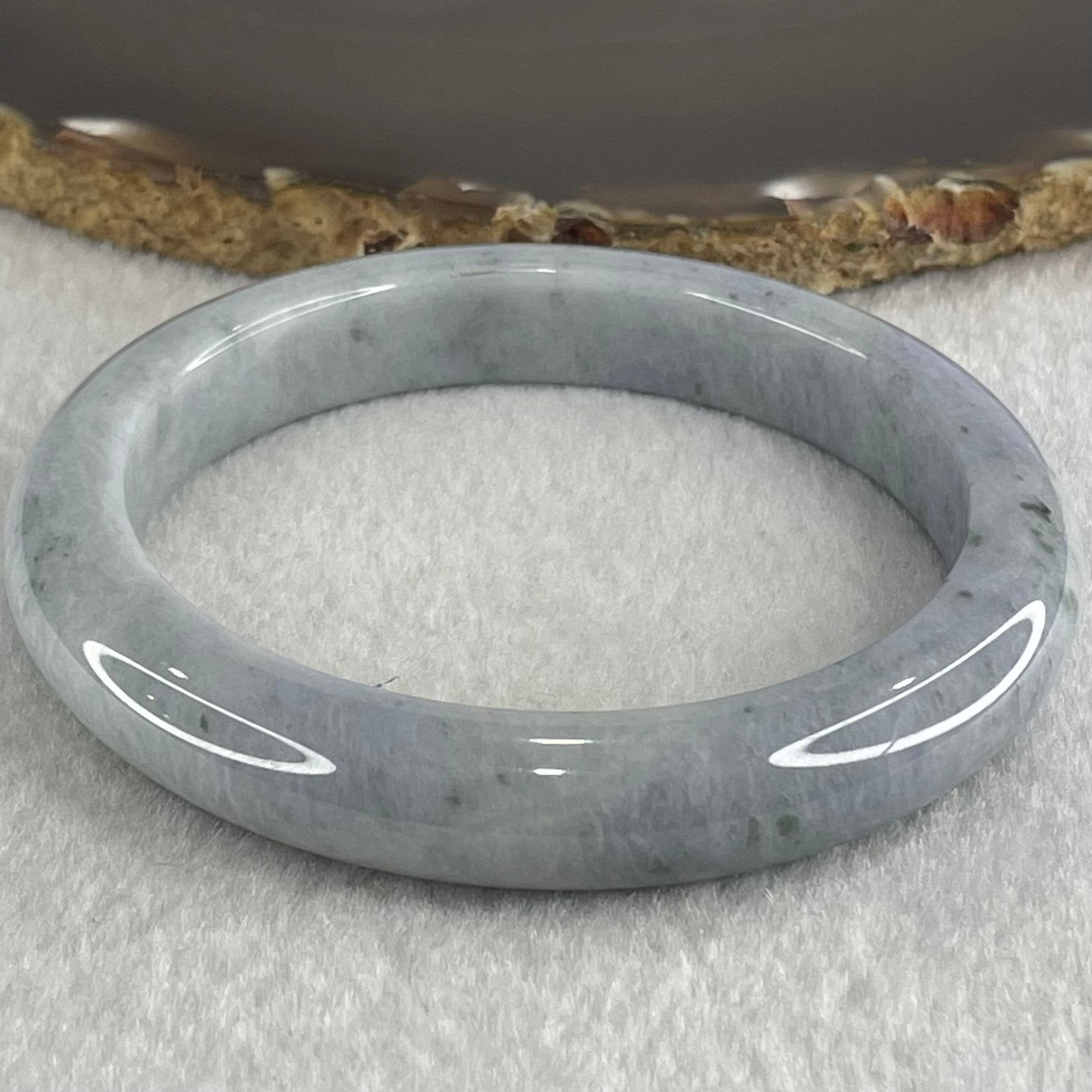 Type A Deep Lavender Light Blueish Green with Blueish Green Spots Jadeite Bangle 55.98g Internal Diameter 59.9mm 11.2 by 9.0mm (Close to Perfect) - Huangs Jadeite and Jewelry Pte Ltd