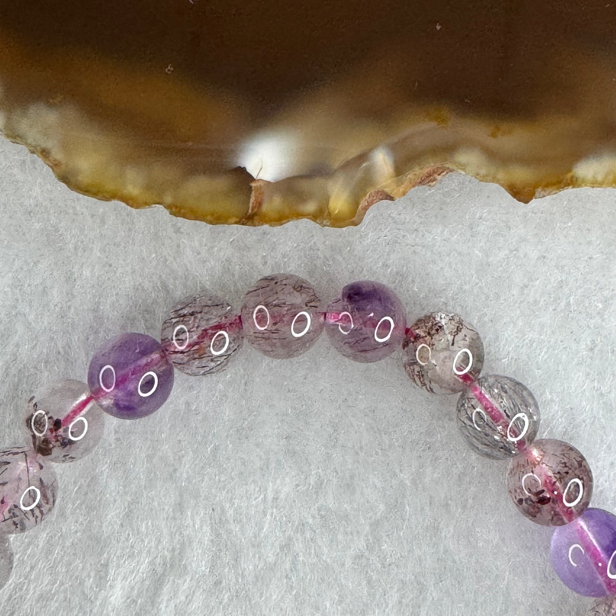 Certified Above Average Grade Natural Super 7 Crystal Beads Bracelet | 6.8mm Dainty Sacred 7-Mineral Synergy Power (12.17g | 16.5cm Wrist Sizing | 29 Beads)