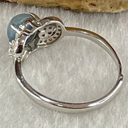 Type A Dark Blue with Blueish Green Jadeite with Crystals in S925 Sliver Ring (Adjustable Size) 1.65g 5.8 by 4.5mm - Huangs Jadeite and Jewelry Pte Ltd