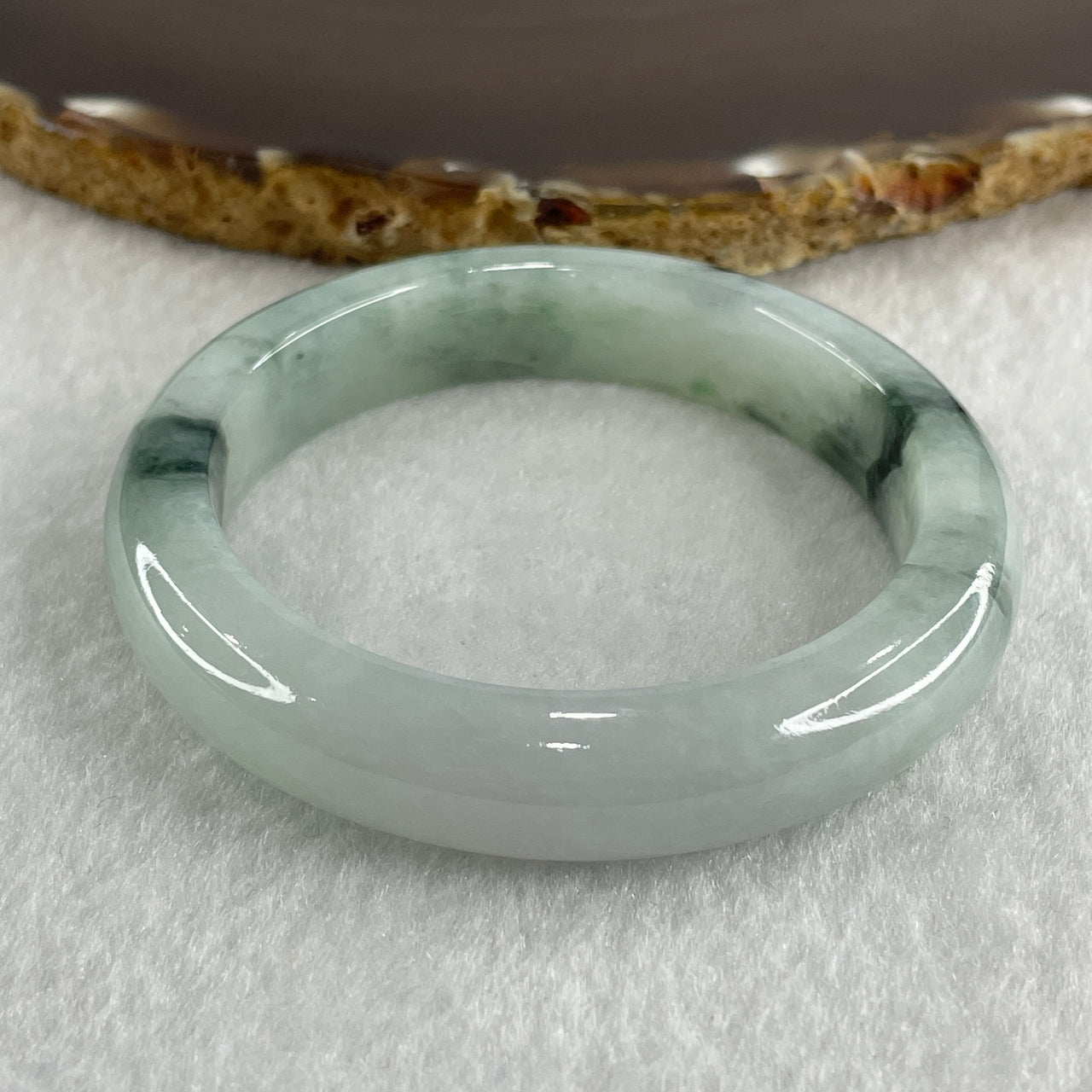 Certified Type A Light Green with Dark Green Piao Hua Jadeite Bangle Internal Diameter 50.1mm 44.40g 11.0 by 9.2mm ( Very Slight Internal Lines )