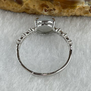 Natural Type A Semi Icy Faint Lavender Jadeite Round Shape Cabouchon in S925 Silver Ring (Adjustable Size) 1.18g 7.9 by 7.1 by 4.0mm - Huangs Jadeite and Jewelry Pte Ltd