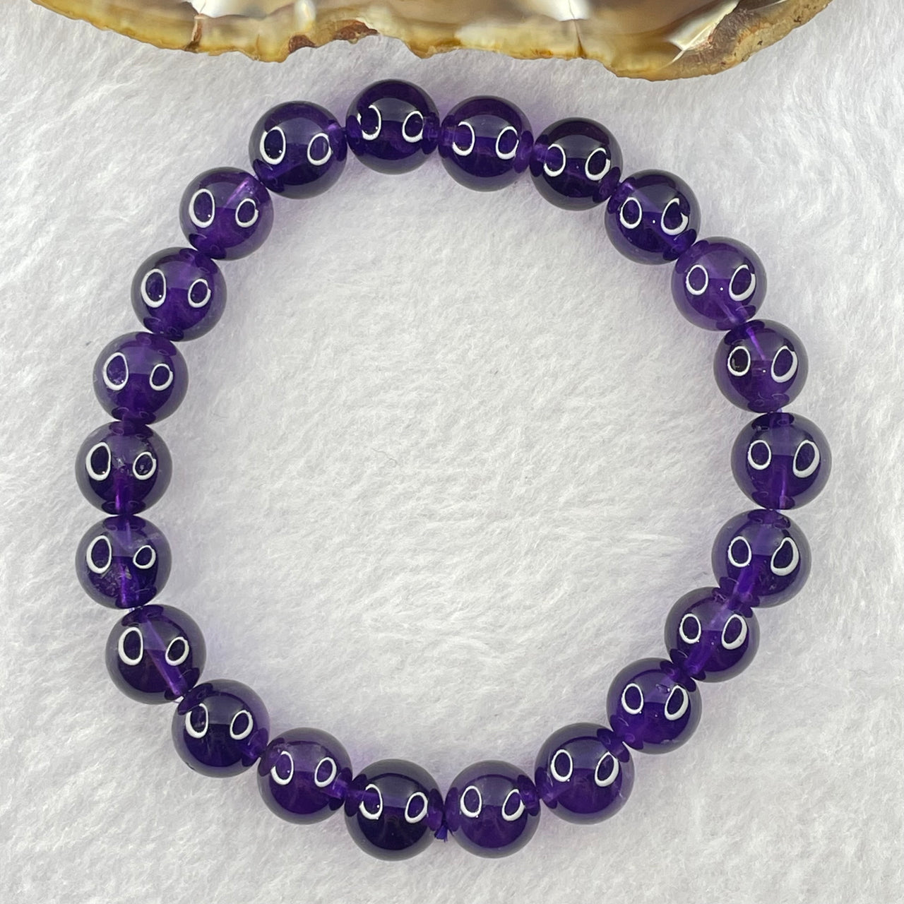 Good Grade Natural Amethyst Bracelet 23.36g 16.5cm 9.5mm 22 Beads - Huangs Jadeite and Jewelry Pte Ltd