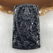 Type A Opaque to Partial Translucent Black Omphacite Jadeite Zhong Kui Pendant 27.73g 61.3 by 37.4 by 8.9mm - Huangs Jadeite and Jewelry Pte Ltd