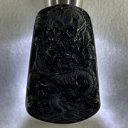 Type A Opaque to Partial Translucent Black Omphacite Jadeite Dragon Pendant 32.91g 66.0 by 42.2 by 9.5mm - Huangs Jadeite and Jewelry Pte Ltd