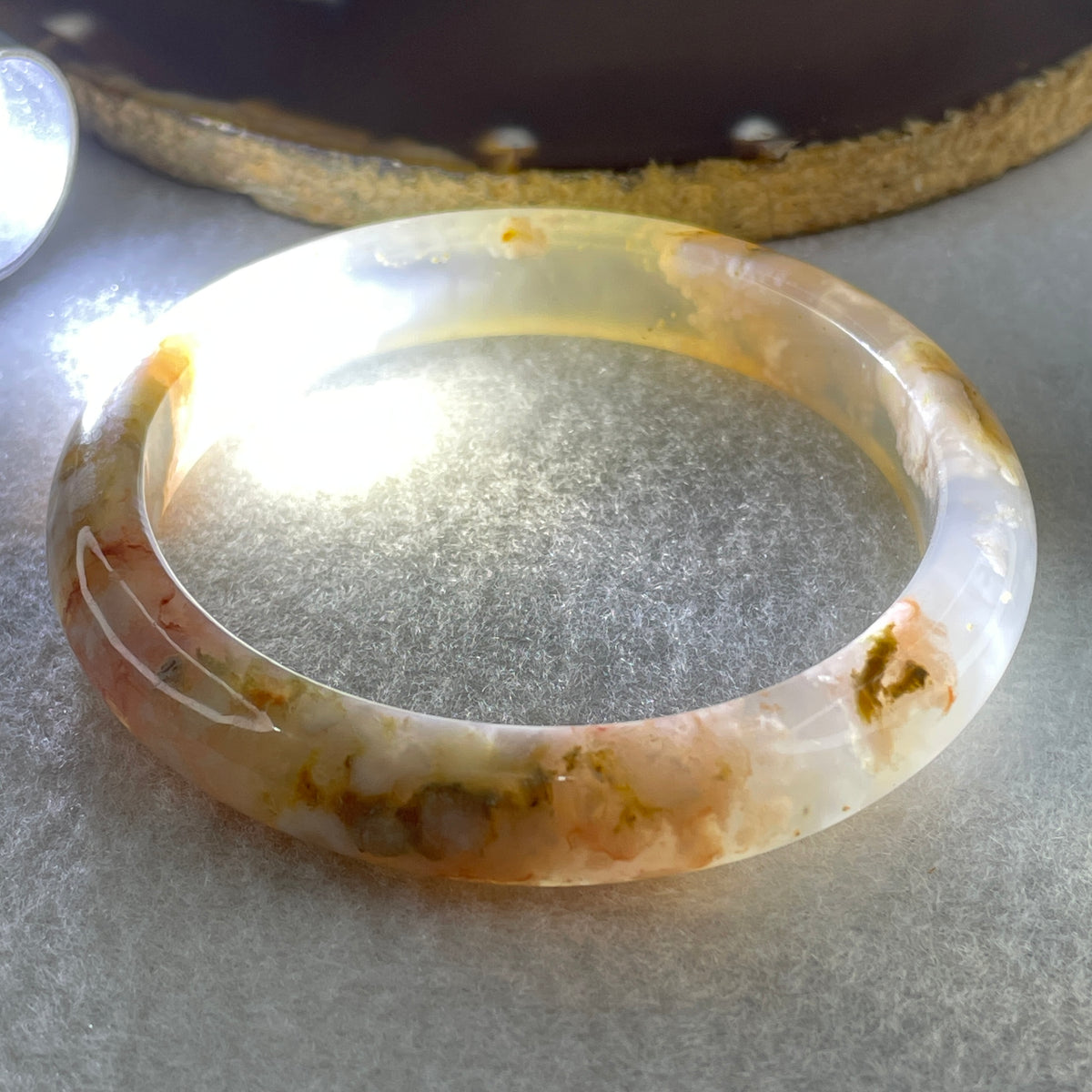 Natural Pink Flower Agate Bangle Set | (104.40g | 55.8mm ID | 10.8 x 7.4mm | Perfect | Blooming Self-Love & Emotional Renewal Anchor, Feng Shui Harmony & Stacking Peace Bangle Set) - Huangs Jadeite and Jewelry Pte Ltd