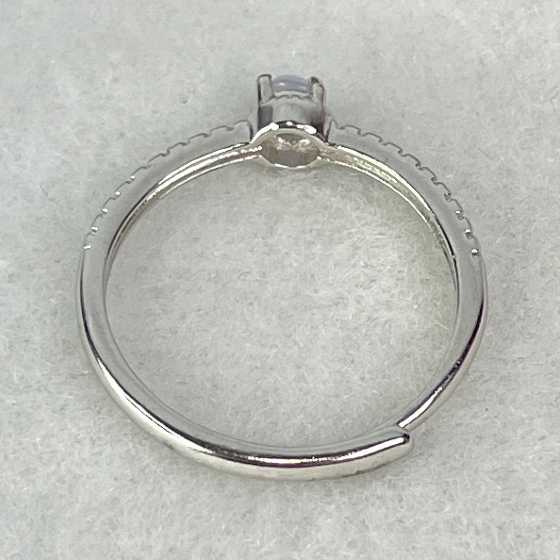 Type A Lavender Cabochon Jadeite in S925 Sliver Ring (Adjustable Size) 1.15g 3.0 by 2.0mm - Huangs Jadeite and Jewelry Pte Ltd