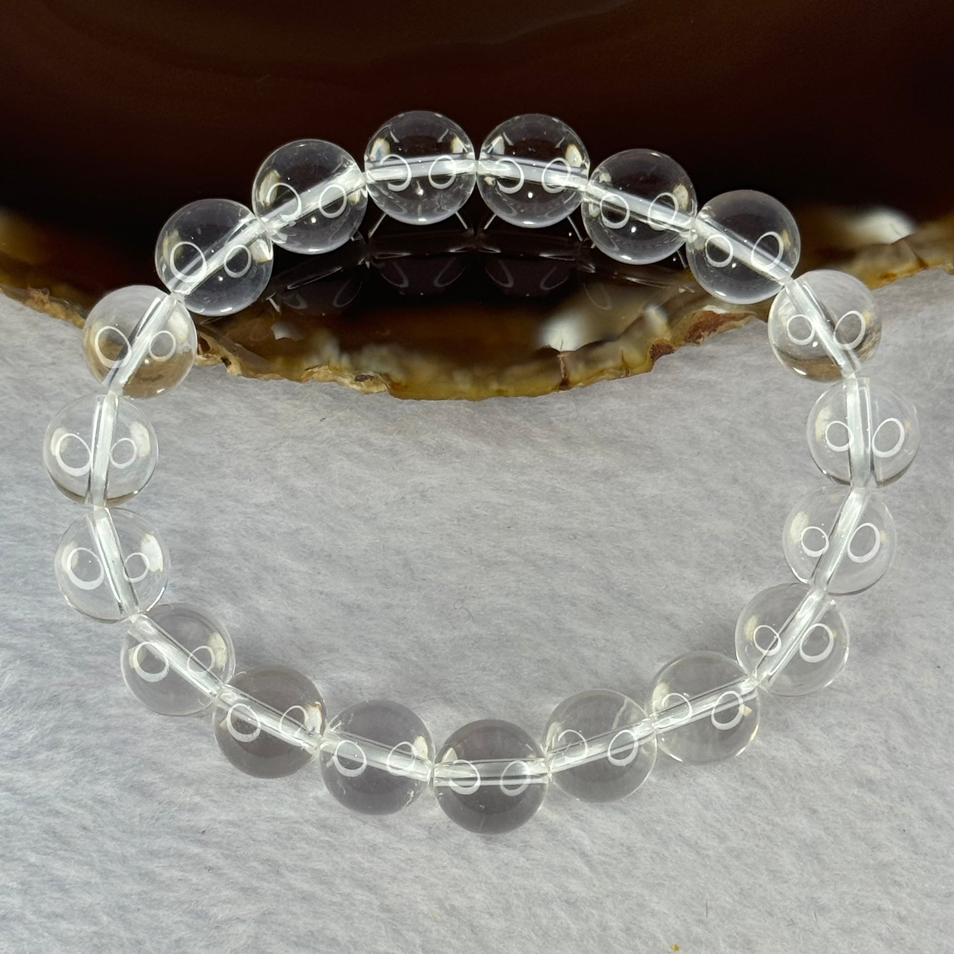 Natural Clear Quartz Bracelet 天然白水晶手链 30.67g 17cm 10.6mm 19 Beads - Huangs Jadeite and Jewelry Pte Ltd