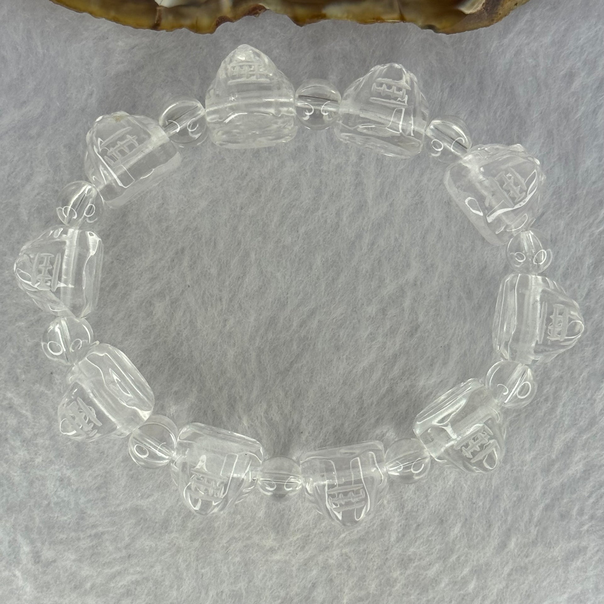 Natural Clear Quartz Dragon Turtle and Beads Bracelet 57.77g 17cm 18.3 by 13.5 by 11.9mm 10 Dragon Turtle - Huangs Jadeite and Jewelry Pte Ltd