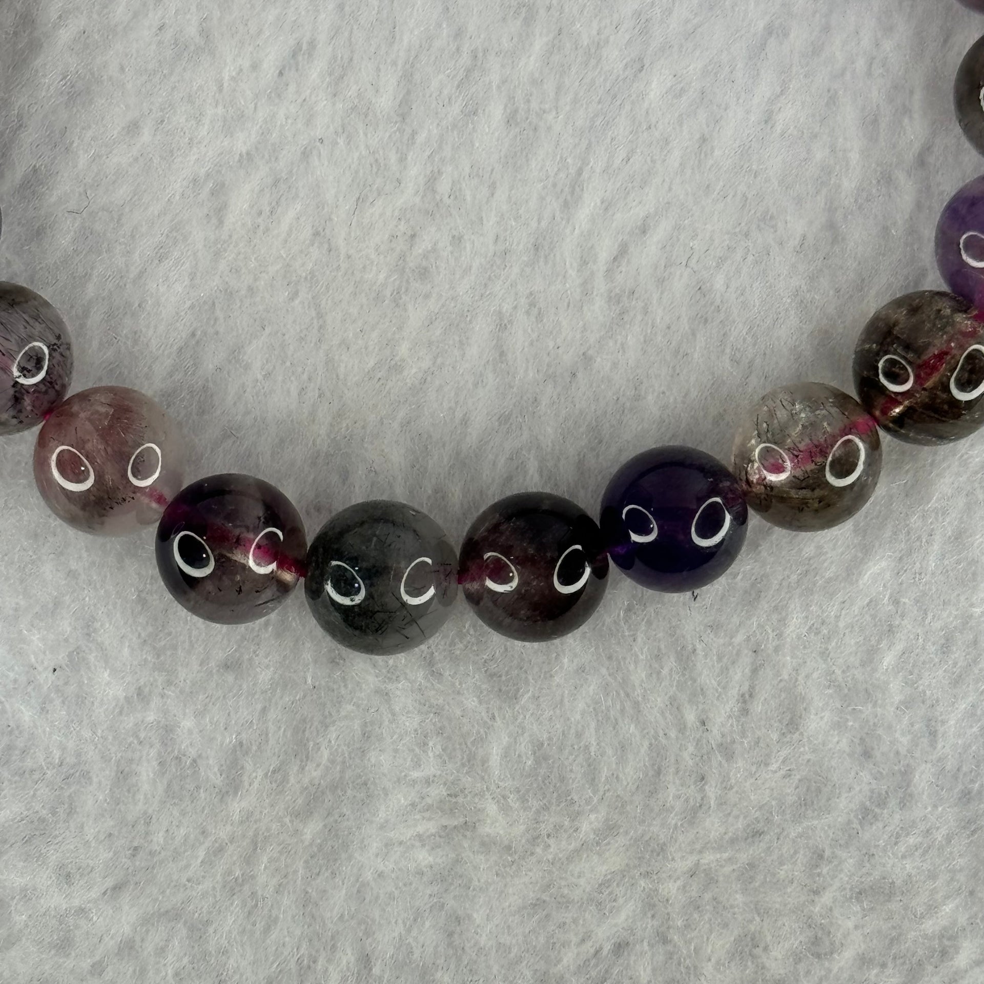 Natural Super 7 Beads Bracelet 19.66g 16cm 8.8mm 22 Beads - Huangs Jadeite and Jewelry Pte Ltd