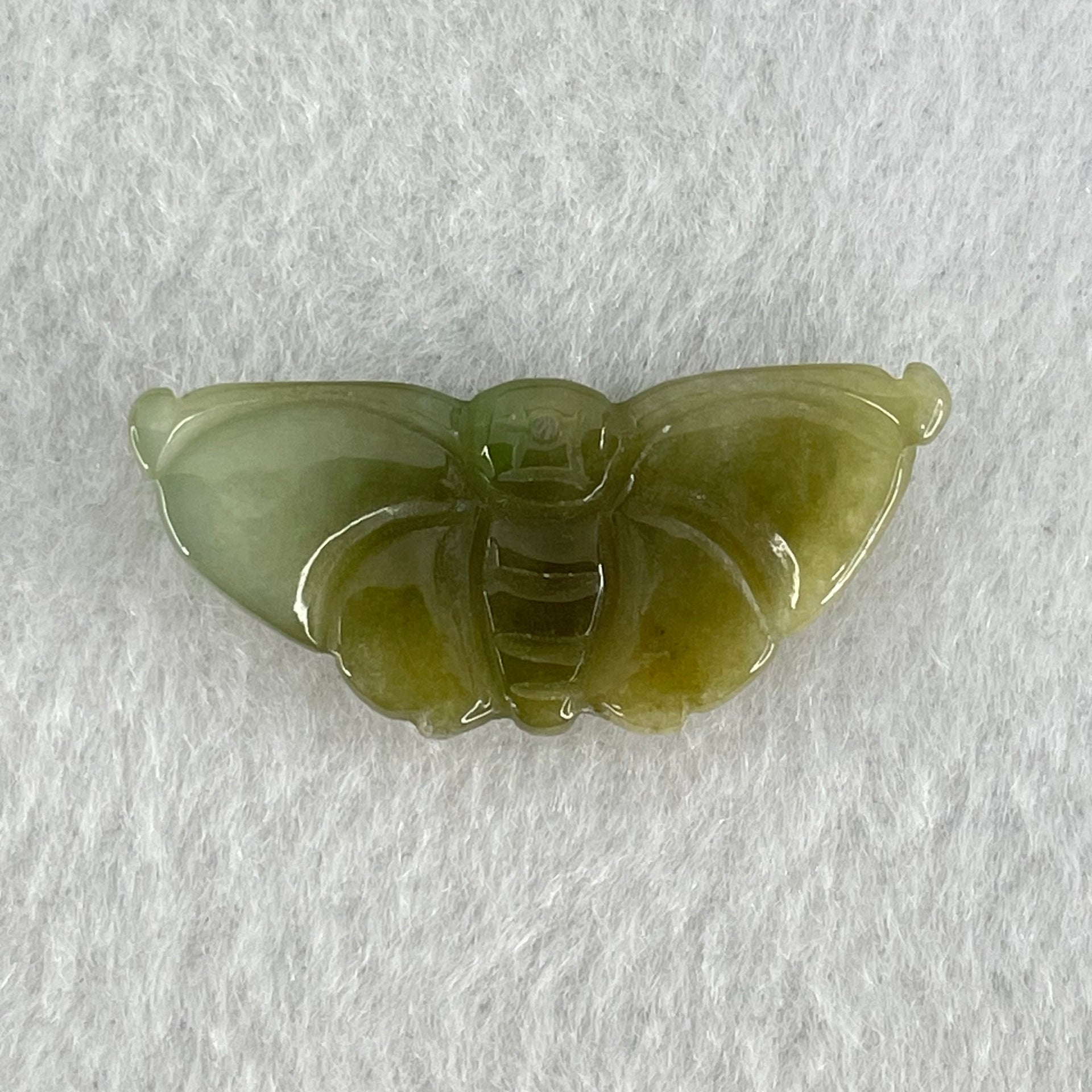 Type A Brownish Green Jadeite Butterfly Pendant 3.44g 32.9 by 14.8 by 6.1mm - Huangs Jadeite and Jewelry Pte Ltd