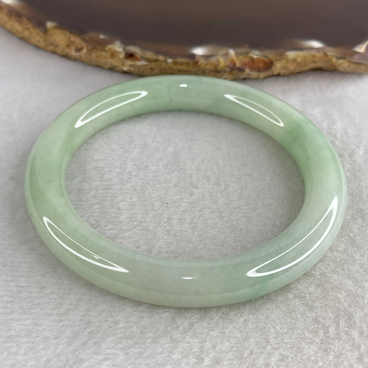 Certified Type A Translucent Full Light Apple Green Jadeite Bangle | 54.5mm Vibrant Uniform Color | Very Slight Internal Line "Fei Cui" Statement Heirloom (44.16g 9.3x9.1mm)