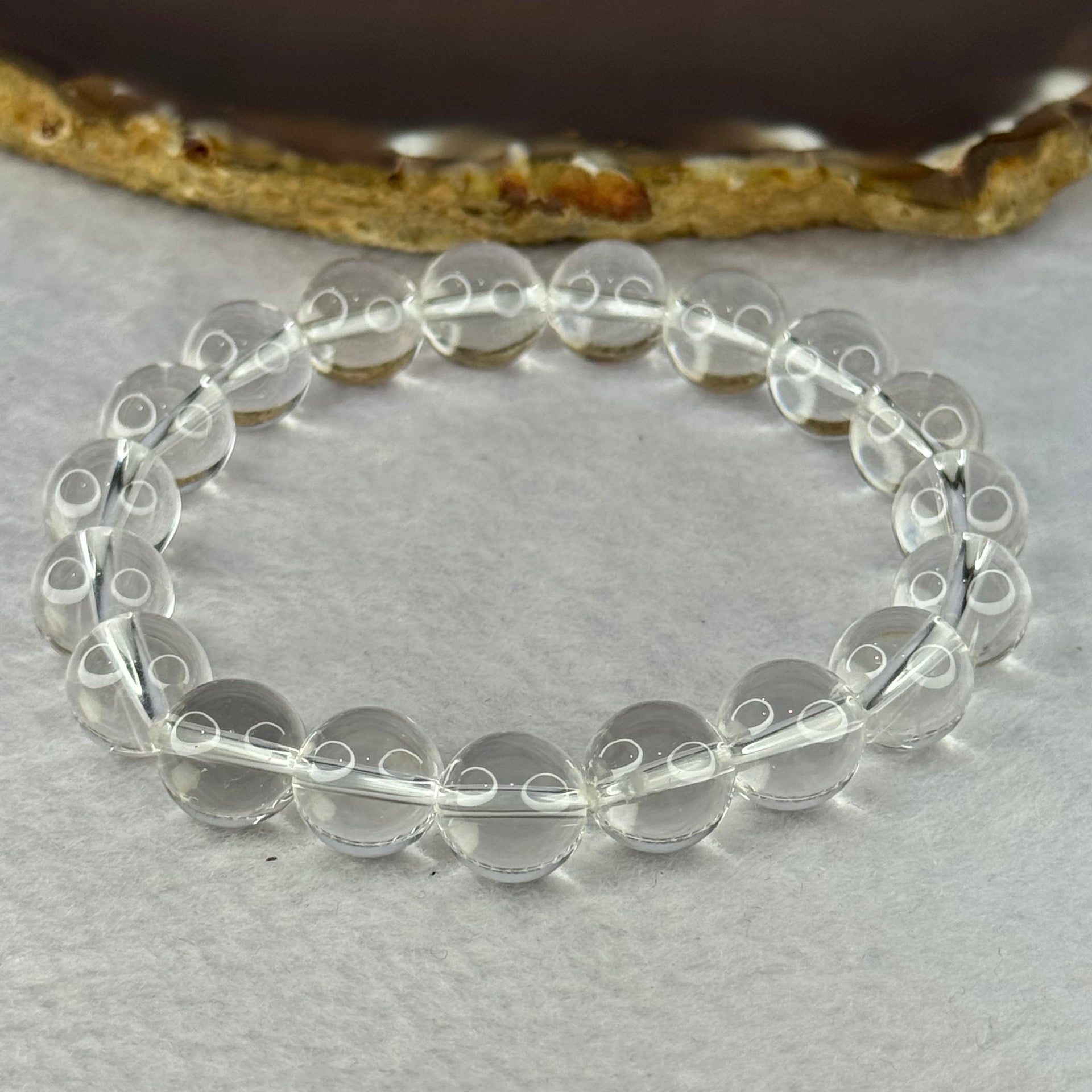 Natural Clear Quartz Bracelet 天然白水晶手链 30.91g 17cm 10.6mm 19 Beads - Huangs Jadeite and Jewelry Pte Ltd