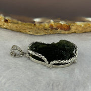 Natural Czech Republic Moldavite Meteorite Crystal in S925 Sliver Pendent 天然捷克陨石925银牌 8.60g 25.5 by 16.4 by 10.1mm - Huangs Jadeite and Jewelry Pte Ltd