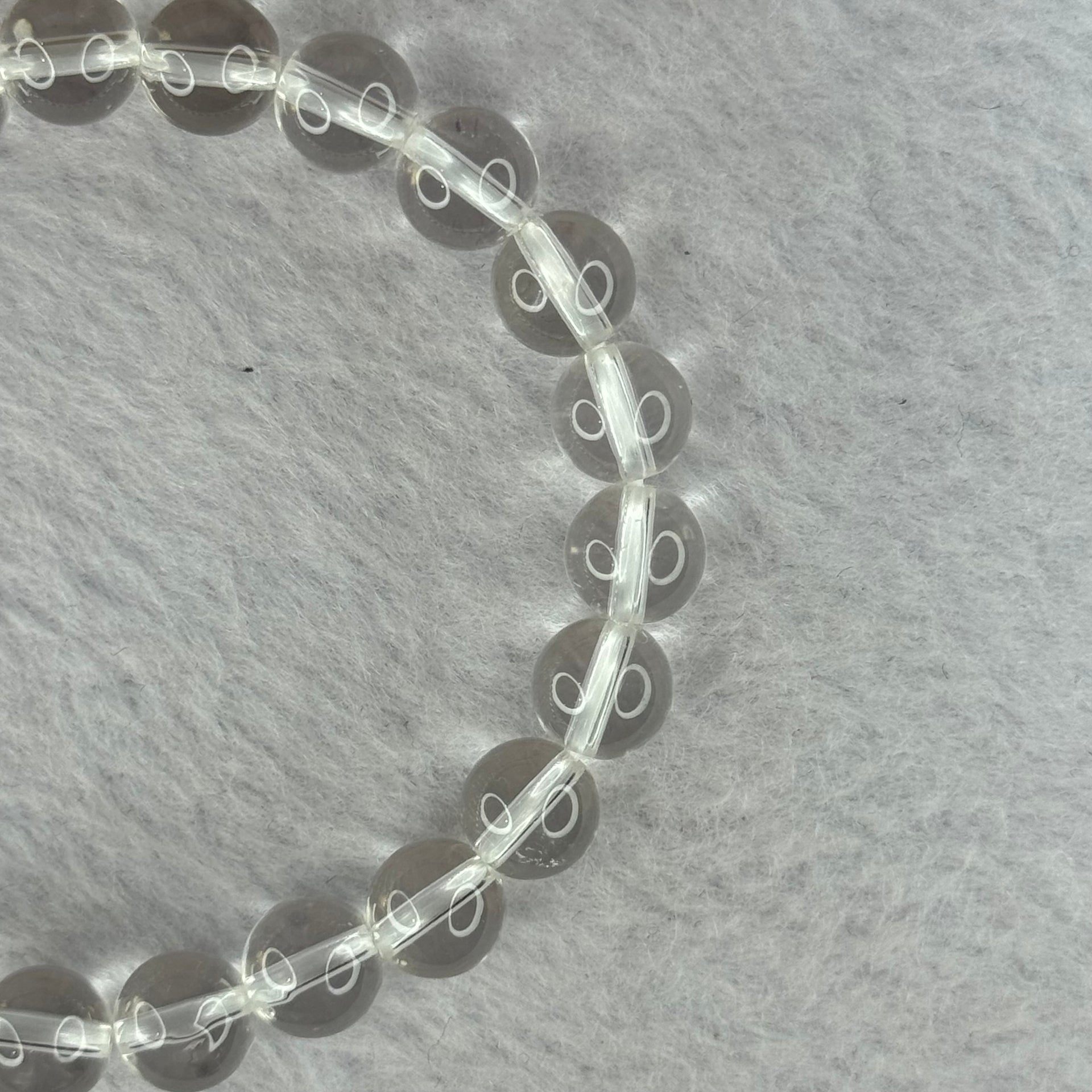 Natural Clear Quartz Bracelet 天然白水晶手链 18.56g 16.5cm 8.4mm 24 Beads - Huangs Jadeite and Jewelry Pte Ltd