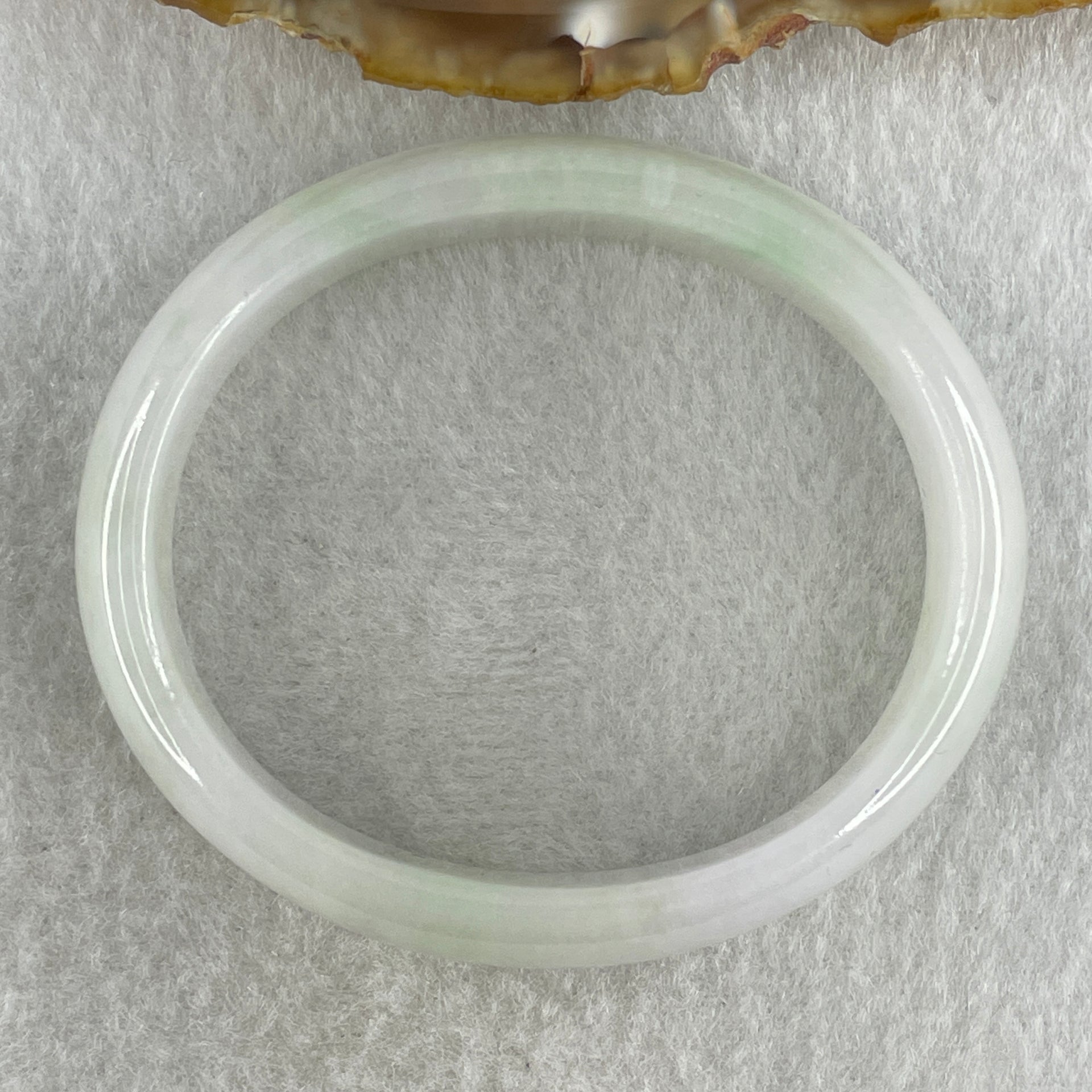 Type A Natural Light Green with Faint Lavender Jadeite Oval Bangle 39.14g Inner Diameter 53.6mm 14.0 by 6.0mm (Slight Internal Line) - Huangs Jadeite and Jewelry Pte Ltd